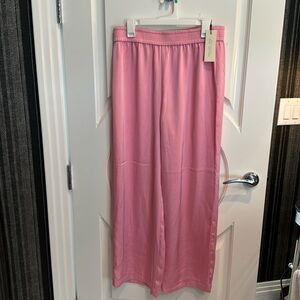 Women’s Rachel Zoe, satin bright pink, large flow pants wide leg